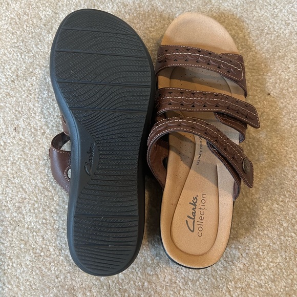 Clark Women's Laurie Ann Bella Leather Slide Sandal SZ‎ 8.5 - Picture 4 of 5